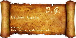 Dicker Gyula névjegykártya